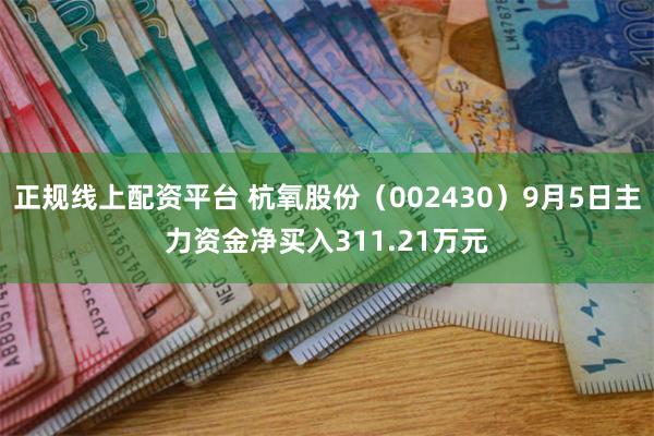 正规线上配资平台 杭氧股份（002430）9月5日主力资金净买入311.21万元