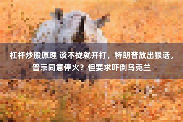 杠杆炒股原理 谈不拢就开打，特朗普放出狠话，普京同意停火？但要求吓倒乌克兰